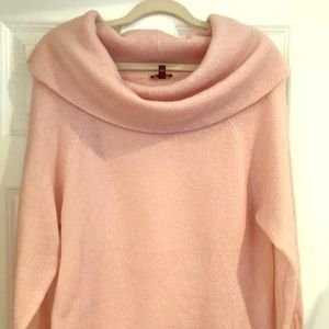 Express pink off-shoulder/cowl neck sweater